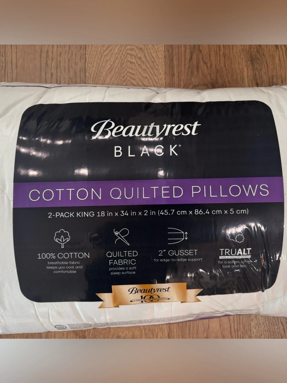 BEAUTYREST BLACK 2pk Luxurious Cooling Cotton Down Alternative Pillows